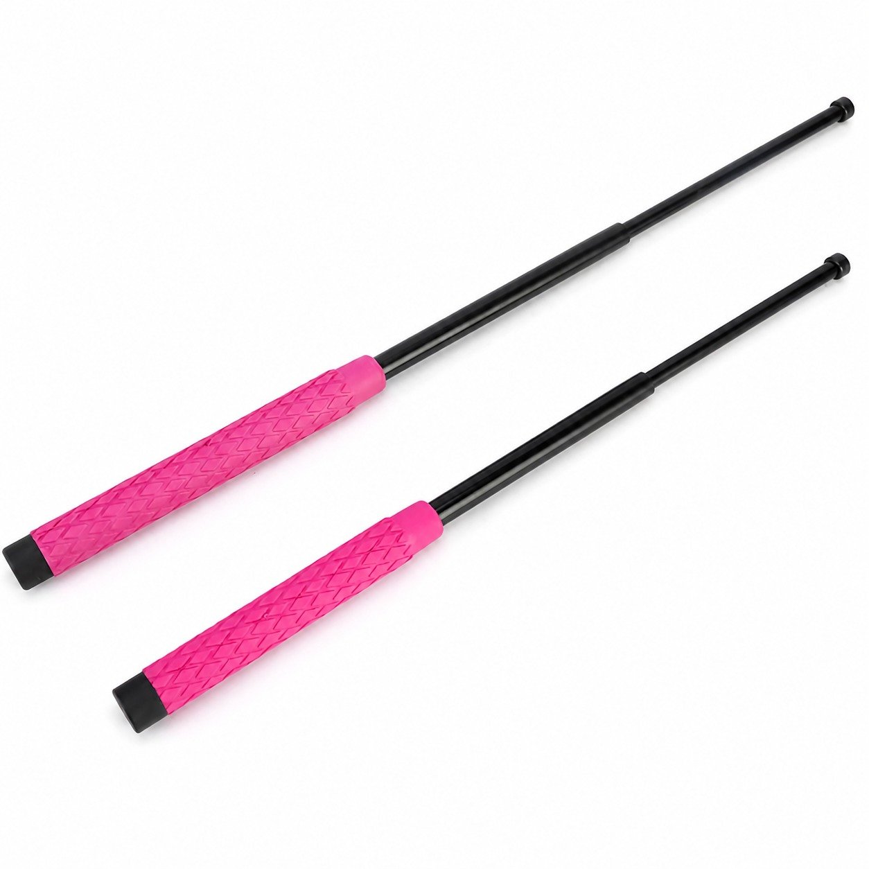 Pink Diamond-Grip Mechanical Telescopic Baton