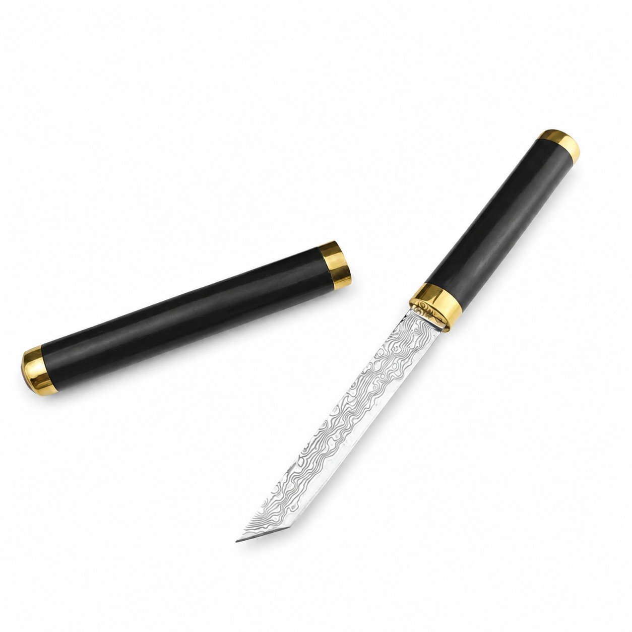 (D89) The Magical Medicine Brush Is A Great Damascus Fixed Blade Knife